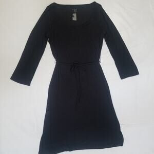 A New Day Black Dress Size XS Long Sleeve A-Line Skirt Knee Length Nylon/Spandex